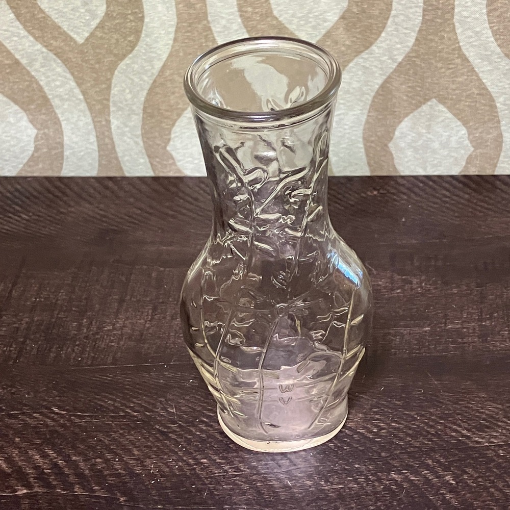 Vtg Embossed Vines Glass Good Seasons Salad Dressing Cruet Bottle